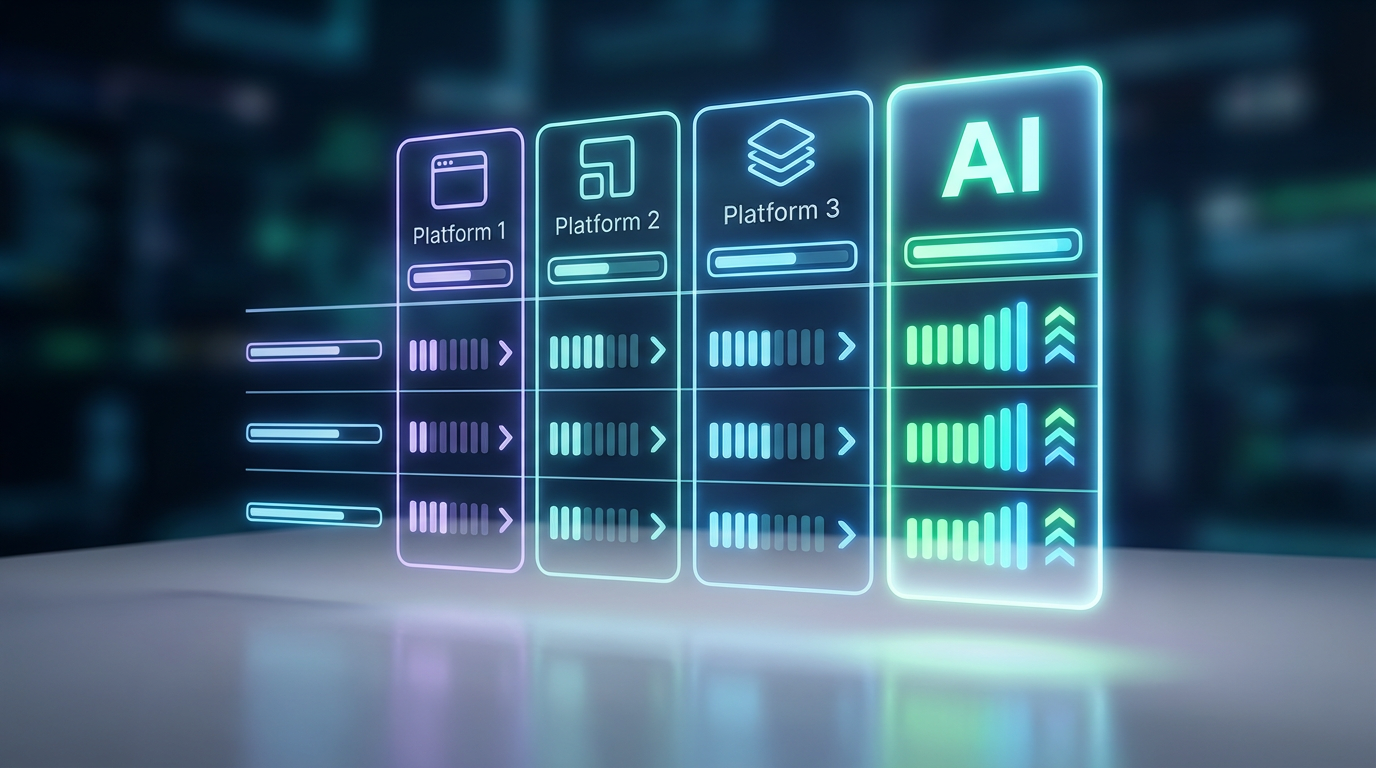 Comparison chart showing the speed, cost, and character variety of different personalized video platforms.