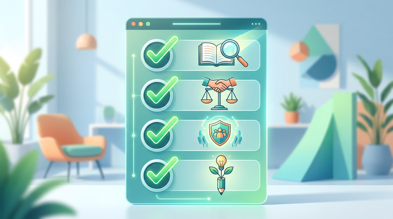 A graphic showing a checklist for ethical AI content creation.
