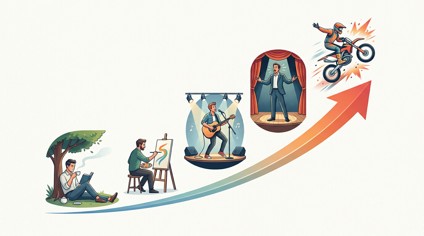 A comparison chart showing the spectrum between stoic and high-energy AI performance archetypes.