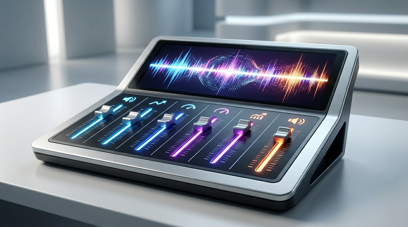 Close up of an AI voice generator interface showing settings for pitch and speed to achieve a high-energy comedic tone.