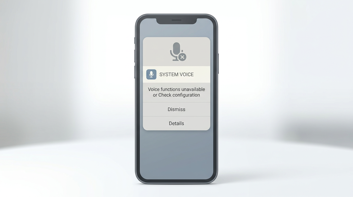 A smartphone screen displaying a generic, uninspiring system voice interface.