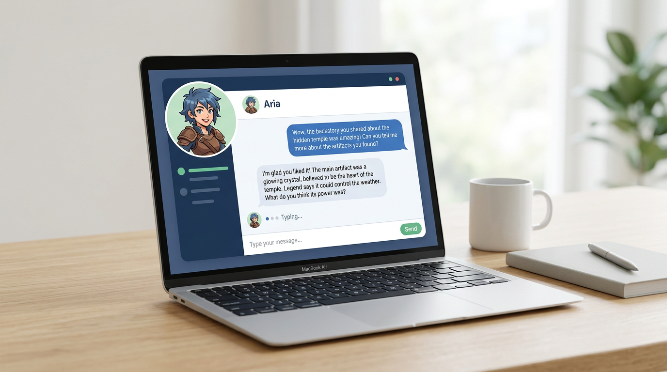 A smartphone screen showing an interactive chat interface with a famous character persona.