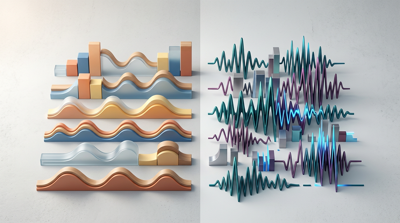 A flow chart showing the difference between traditional joke delivery and high-intensity, chaotic comedy timing.