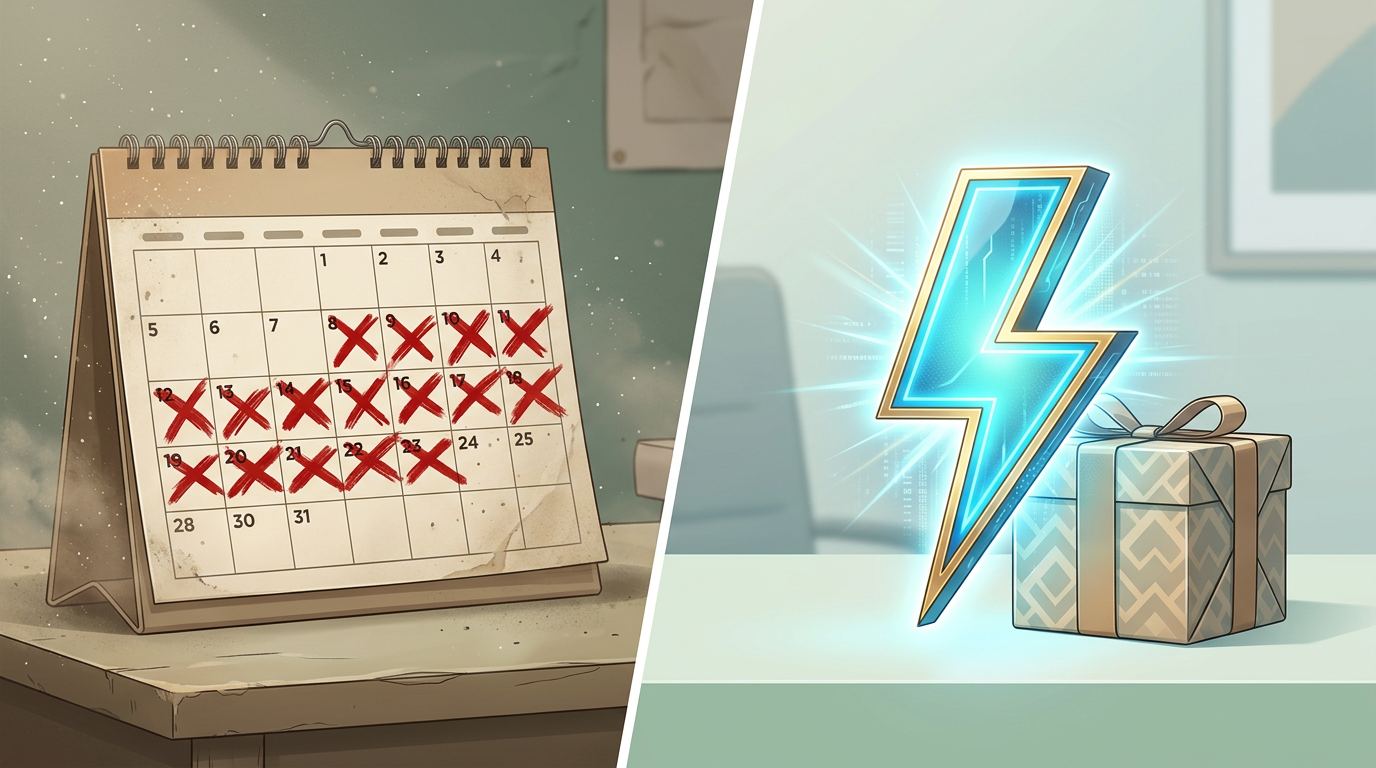 Side-by-side comparison graphic highlighting instant AI delivery versus long wait times