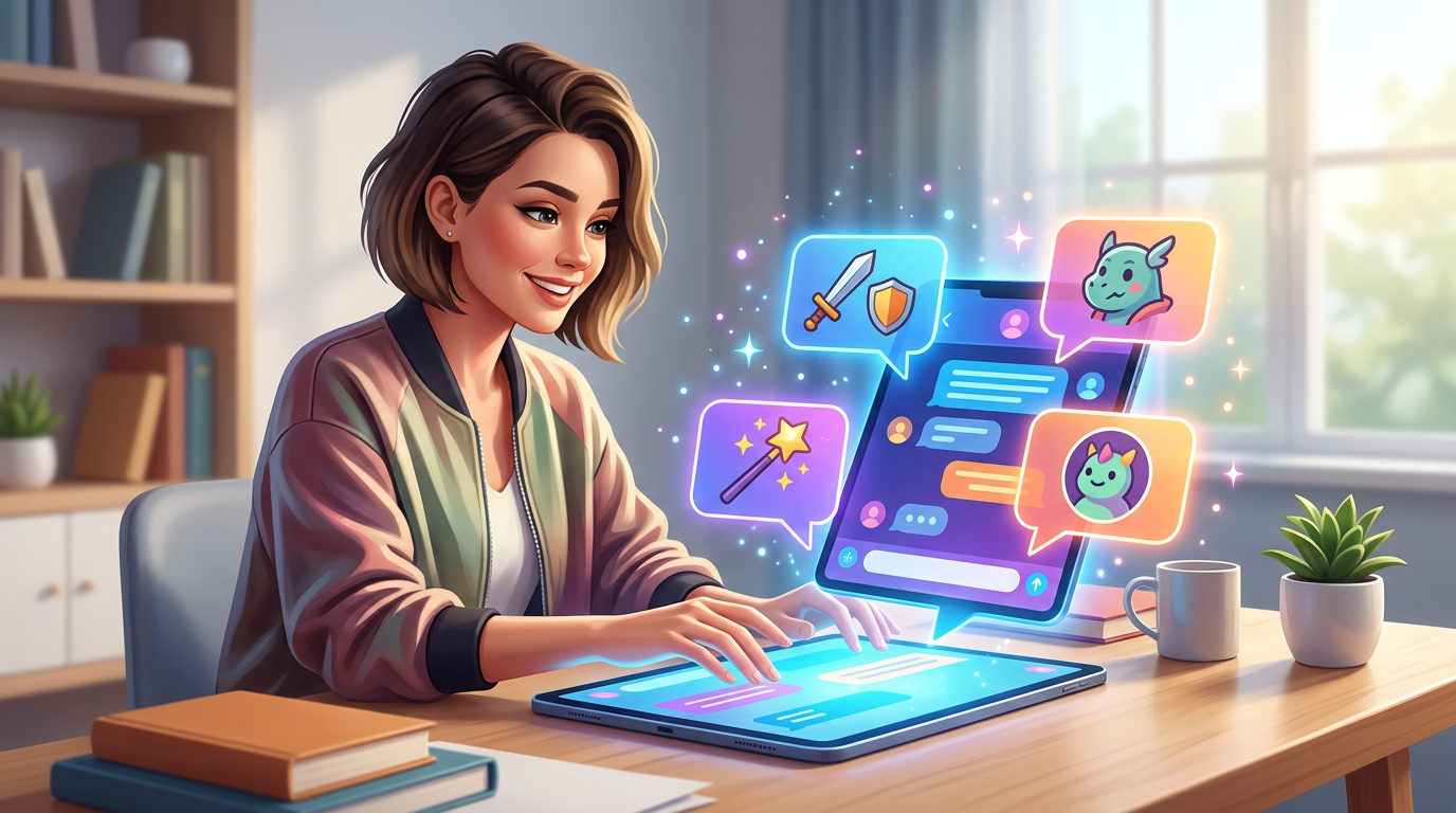 A digital creator engaging in a real-time chat with an AI persona on a smartphone screen.