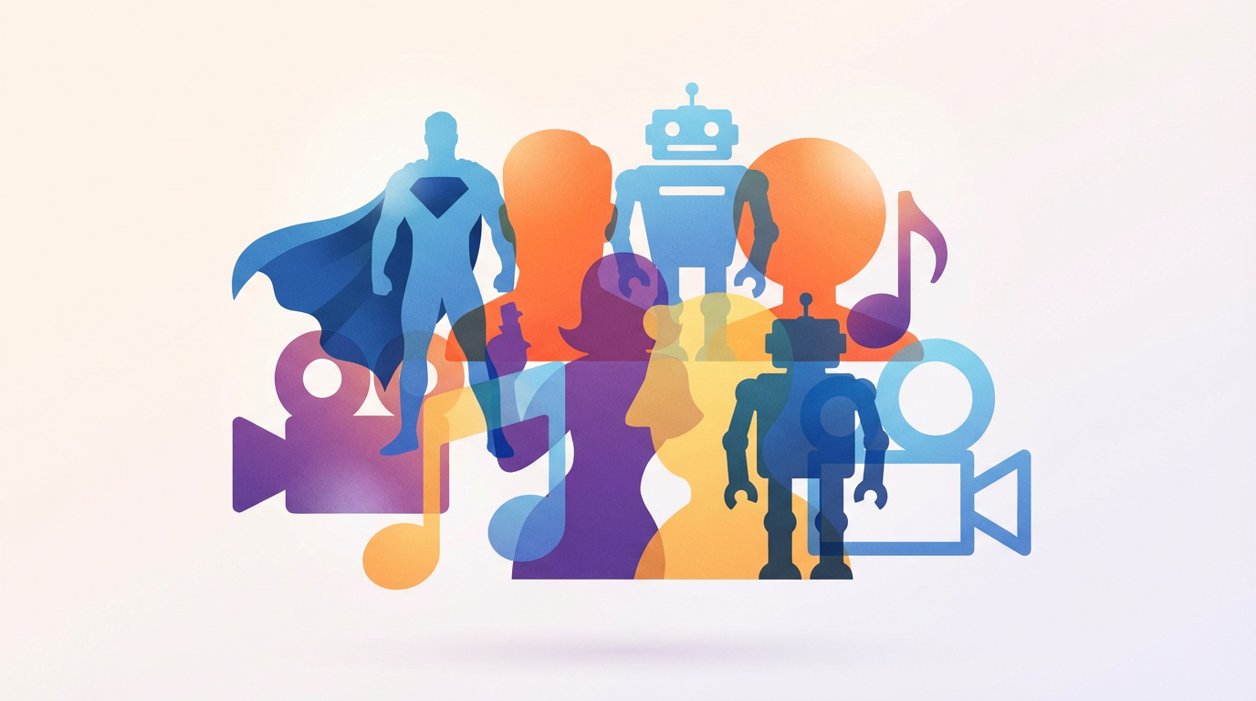 A collage of diverse, iconic characters representing the creative freedom of AI platforms.