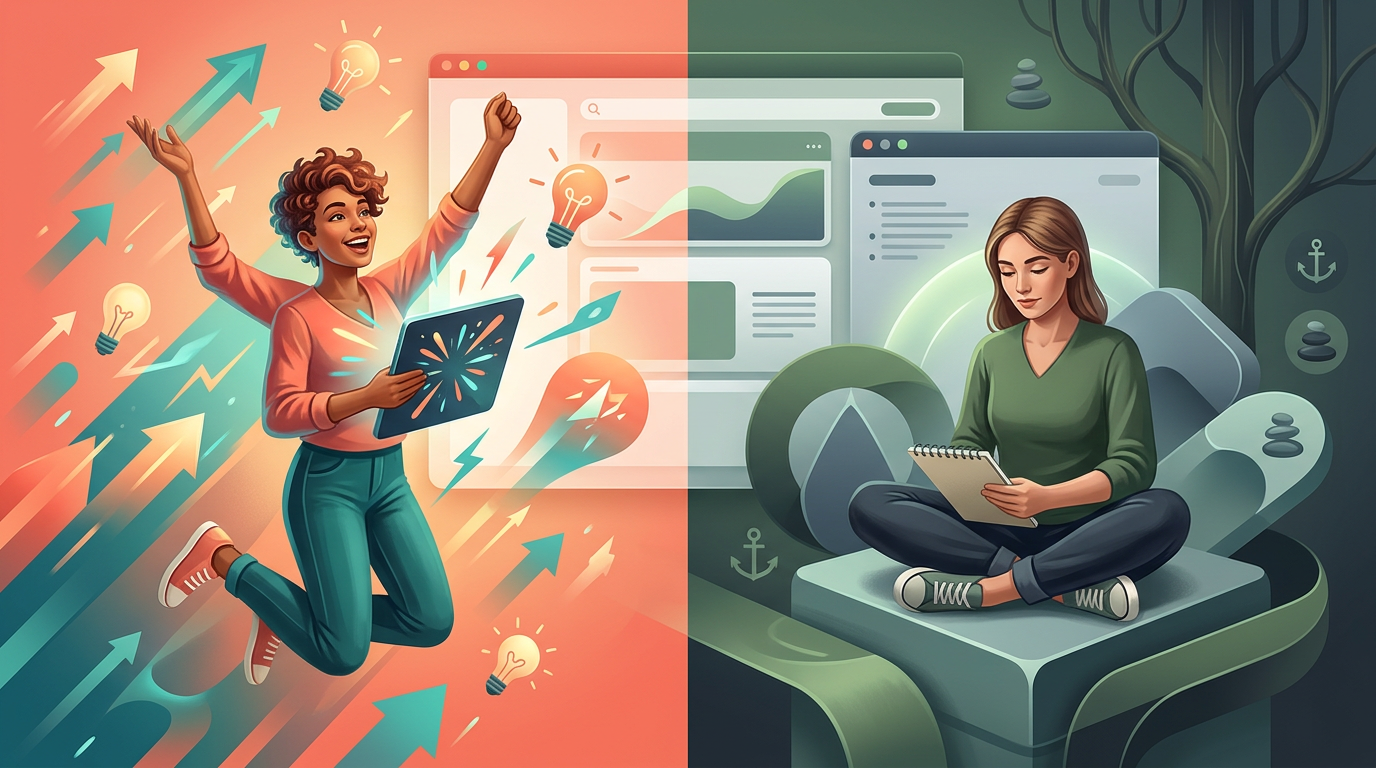 A comparison chart for choosing between high-energy and grounded character archetypes.