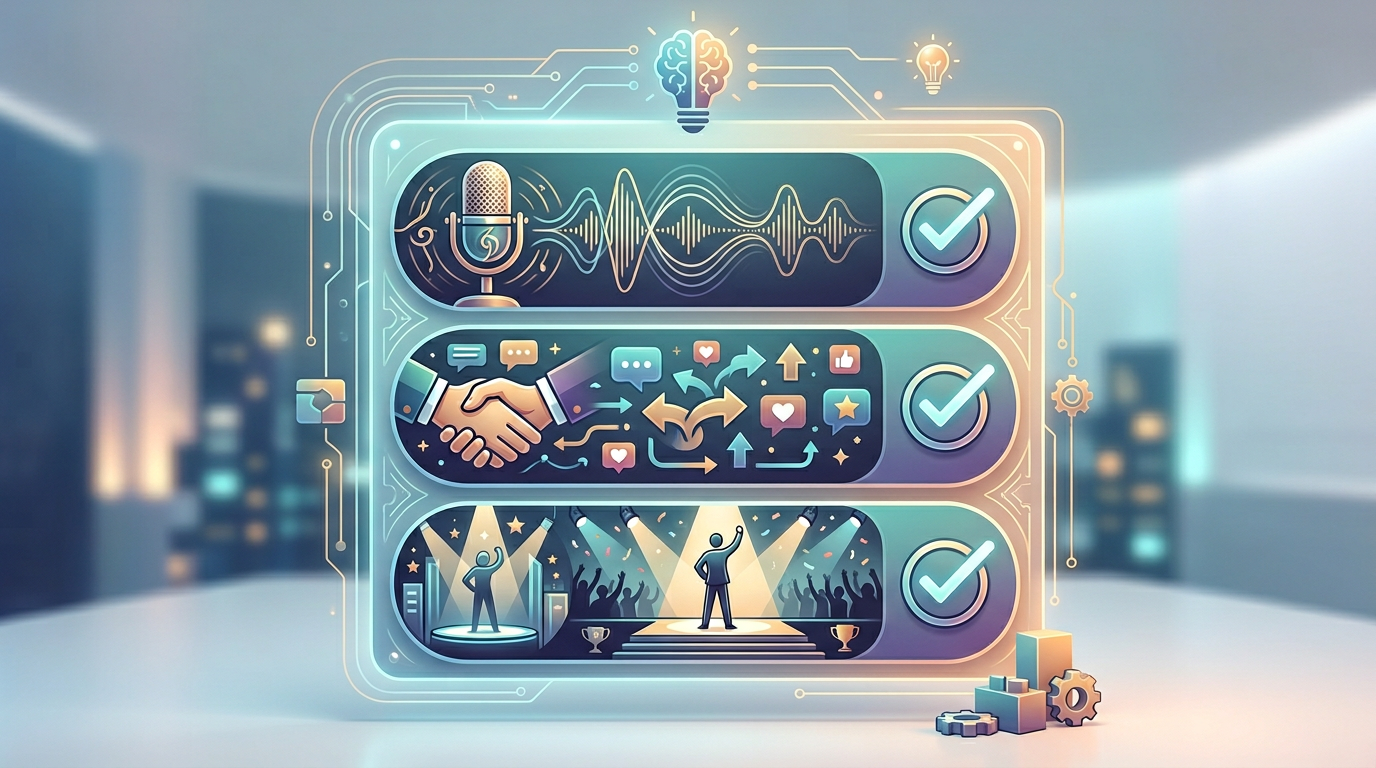 A checklist for digital creators showing essential components for building a successful viral character.
