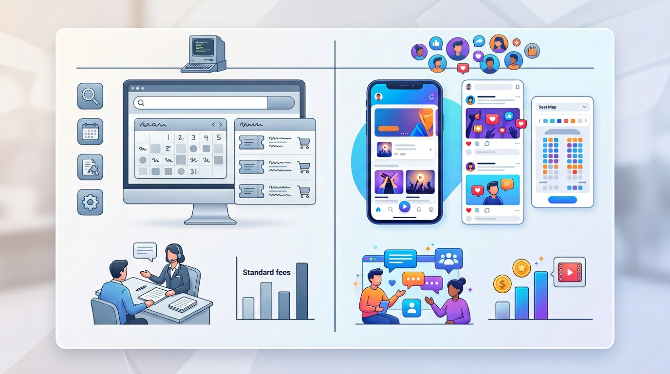 A comparison chart showing features like speed, availability, and cost between traditional platforms and Fanfun.