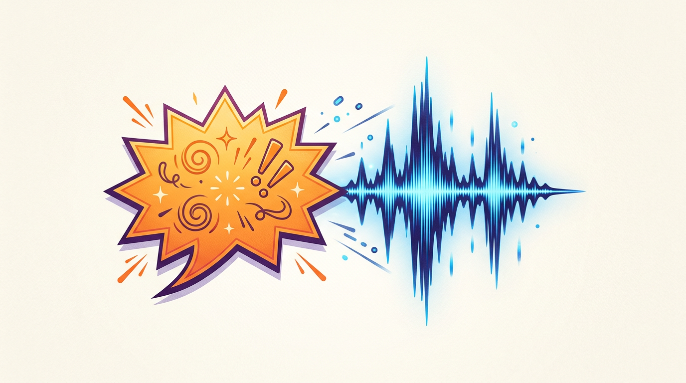 A visual representation of comedic energy and sound waves.