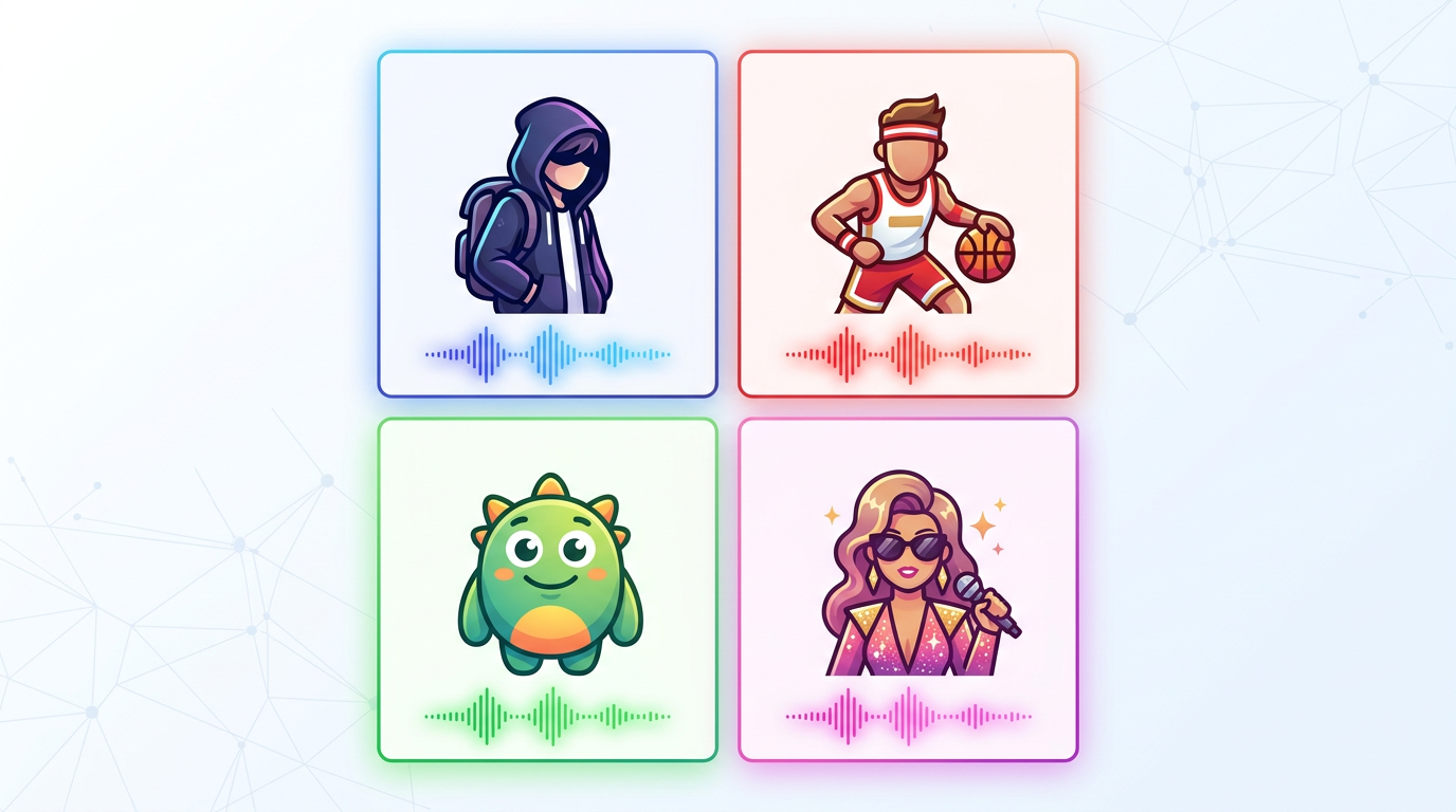 A grid showing four different digital character archetypes used in modern content creation.