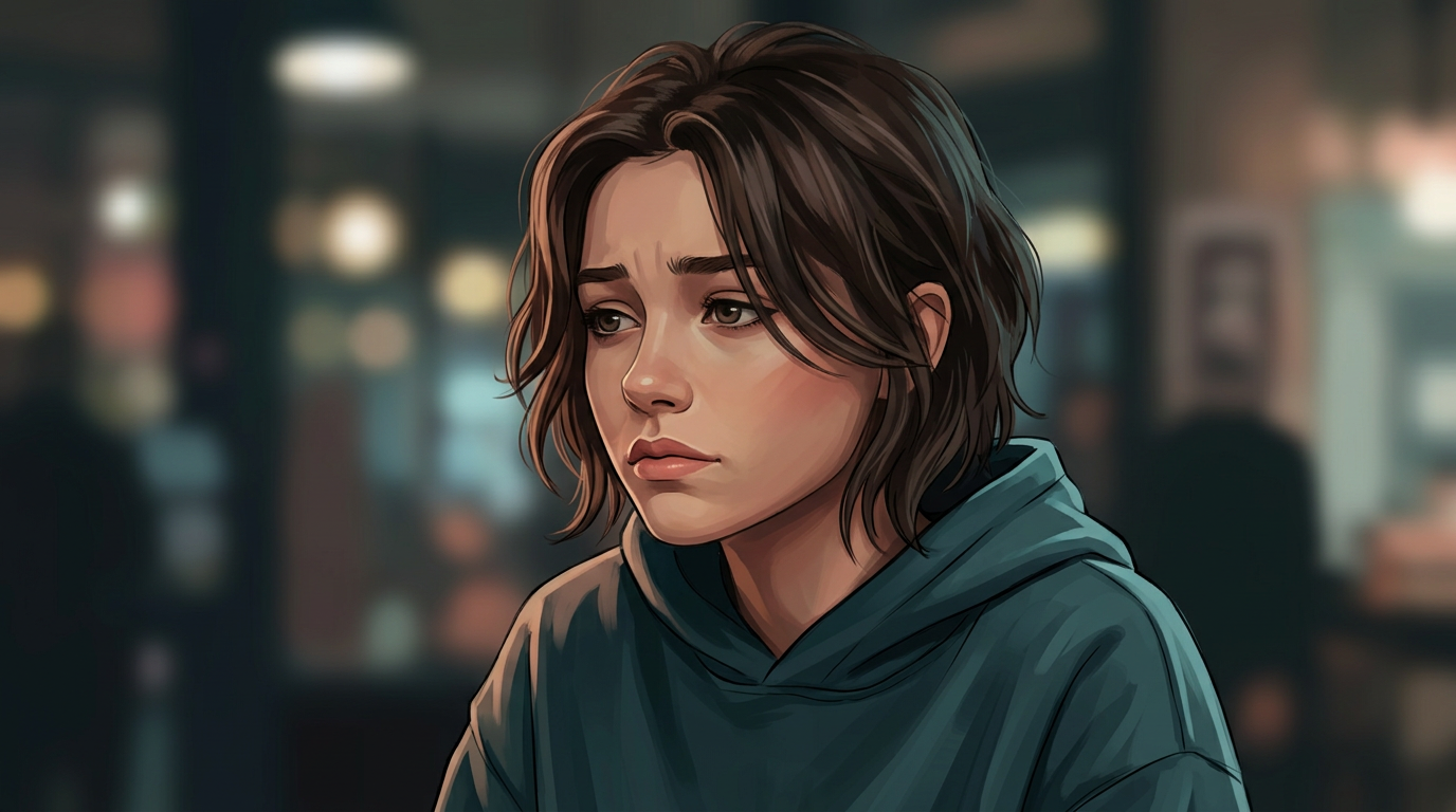 Close-up of a character with a moody, intense expression representing modern dramedy acting styles.