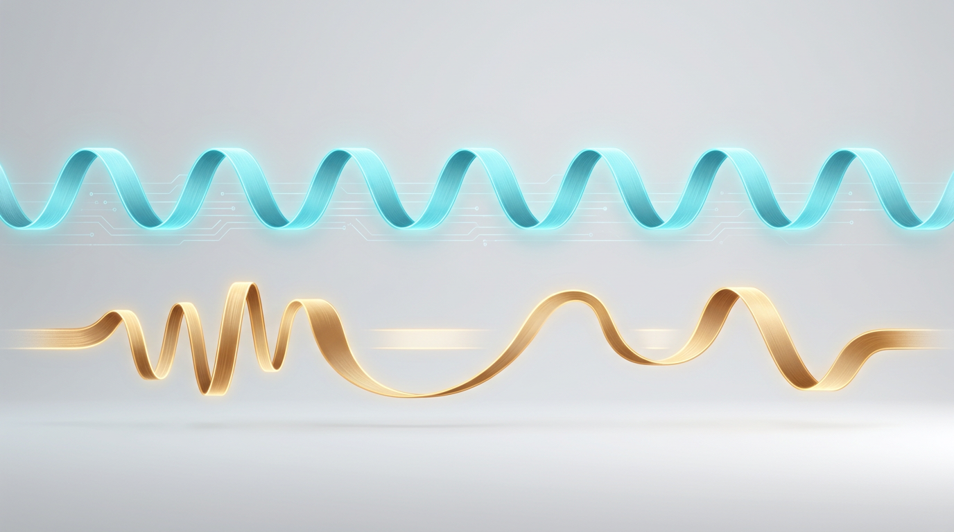 A comparison chart showing the rhythmic pauses in a professional actor's speech compared to standard AI output.