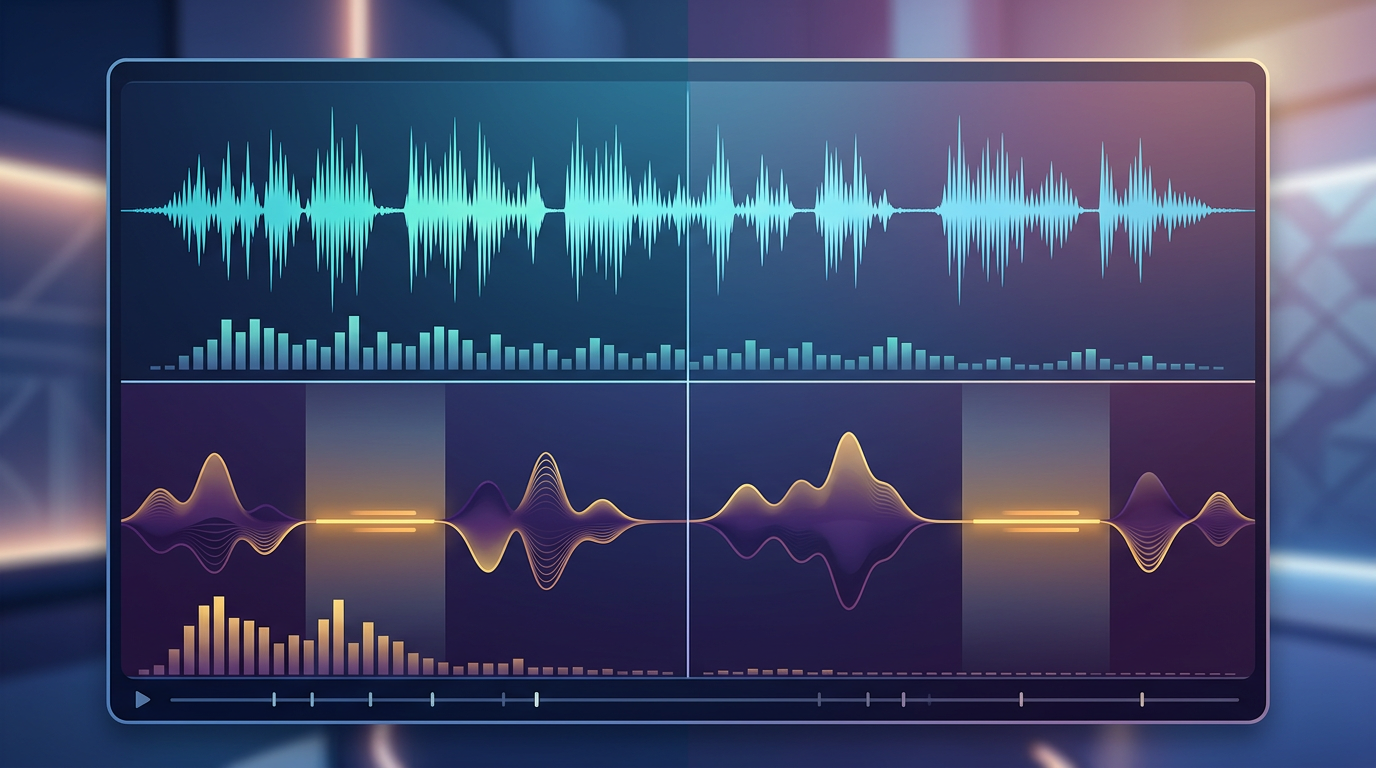 Visual comparison of vocal waveforms showing the difference between standard speech and authoritative, paused speech.