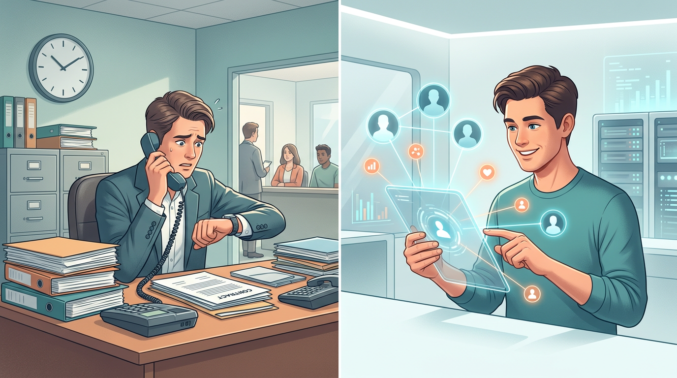 Infographic showing the transition from slow, traditional celebrity interactions to instant AI persona engagement.