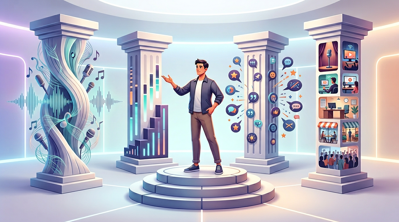 Infographic showing the four essential elements of a successful AI persona.