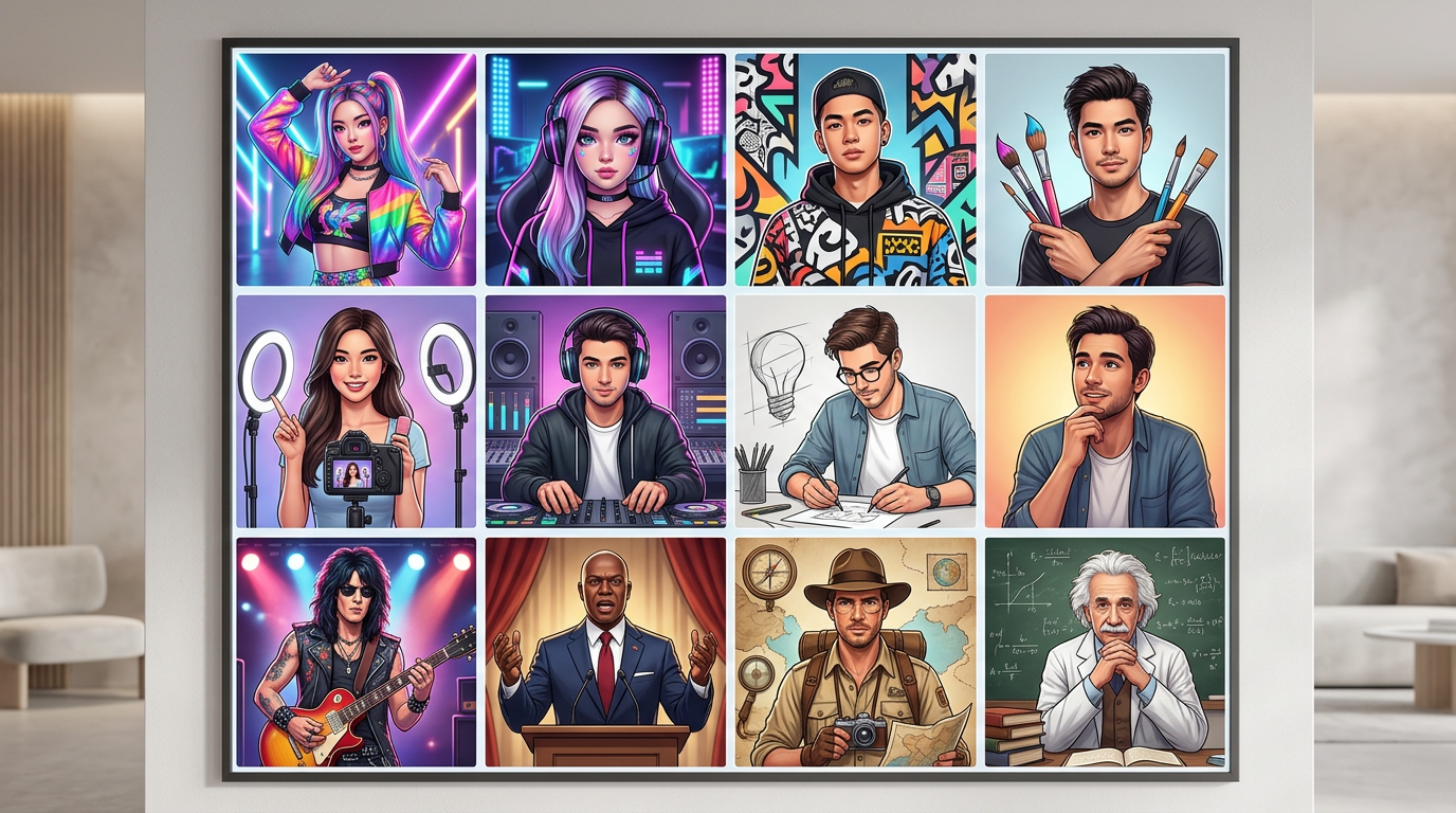 A visual guide to selecting AI persona archetypes for content creation.