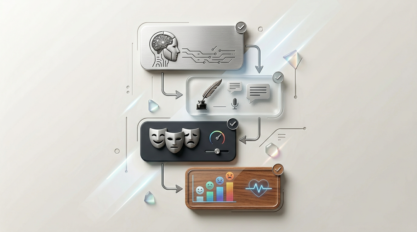 Checklist for building character-led AI content.