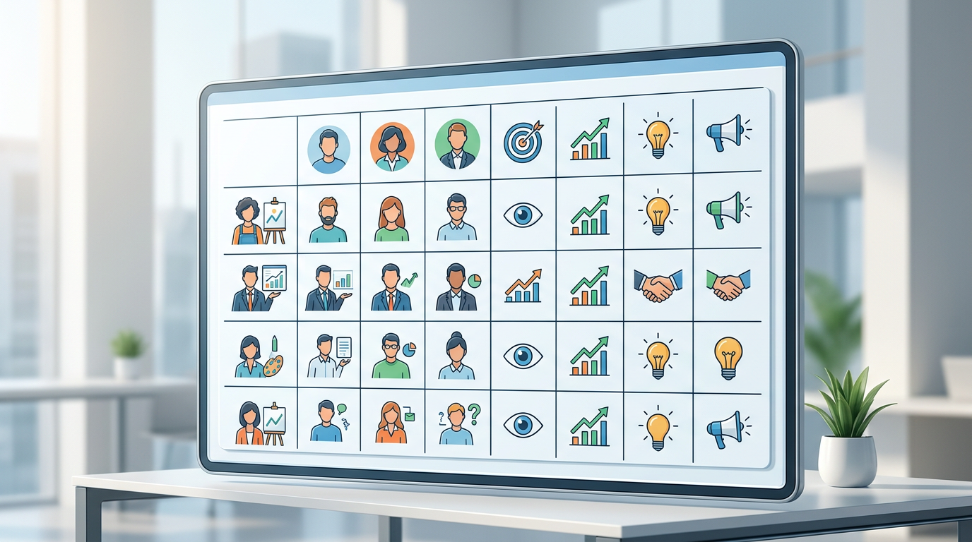 A chart illustrating how to match different voice personas with specific content categories like education, humor, and promotion.