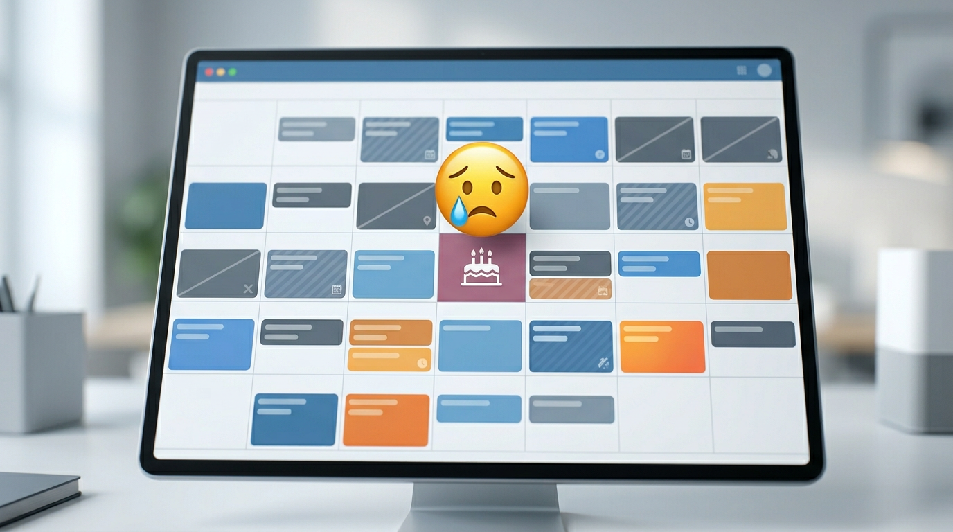 A digital calendar showing fully booked dates and unavailability markers