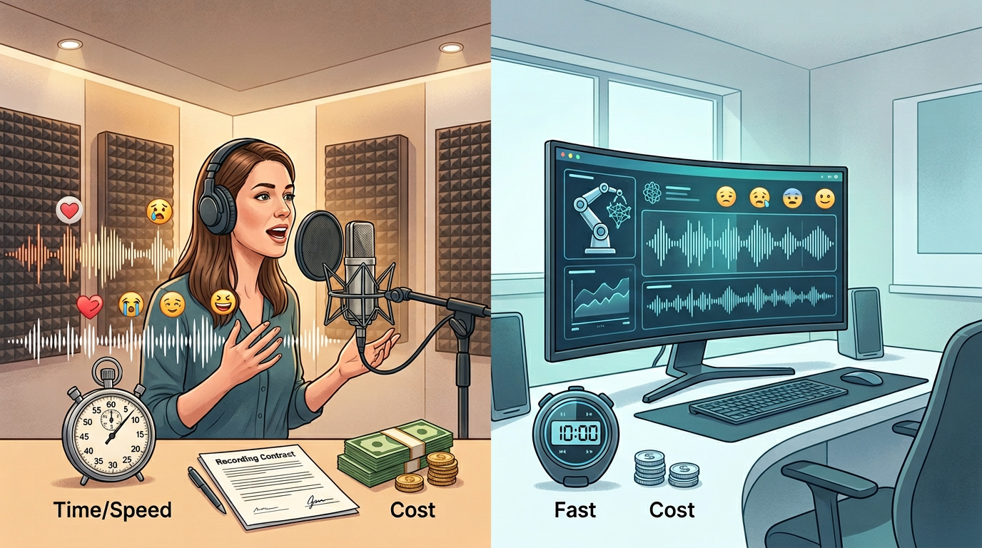 Comparison table showing the benefits of using AI voice generators for creative projects.