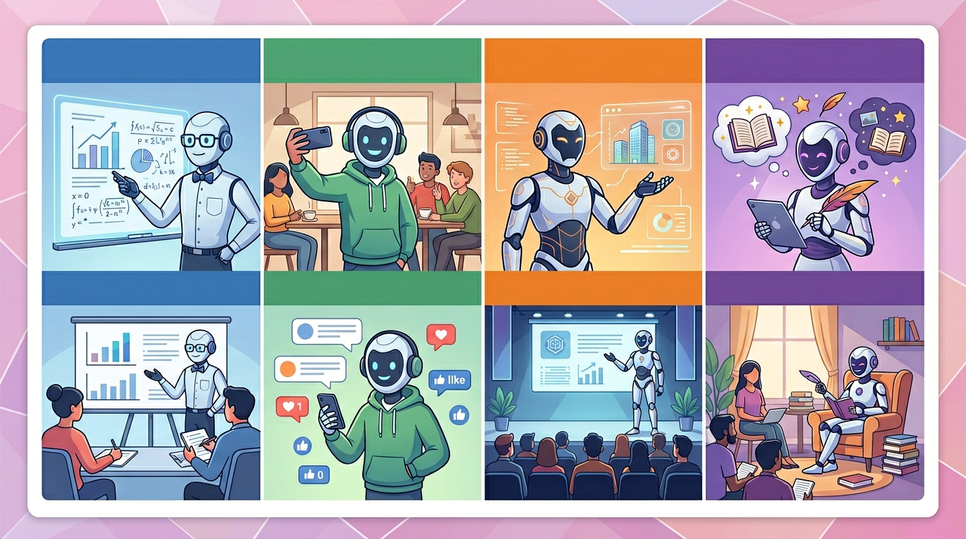 Table comparing different AI persona styles for content creators.