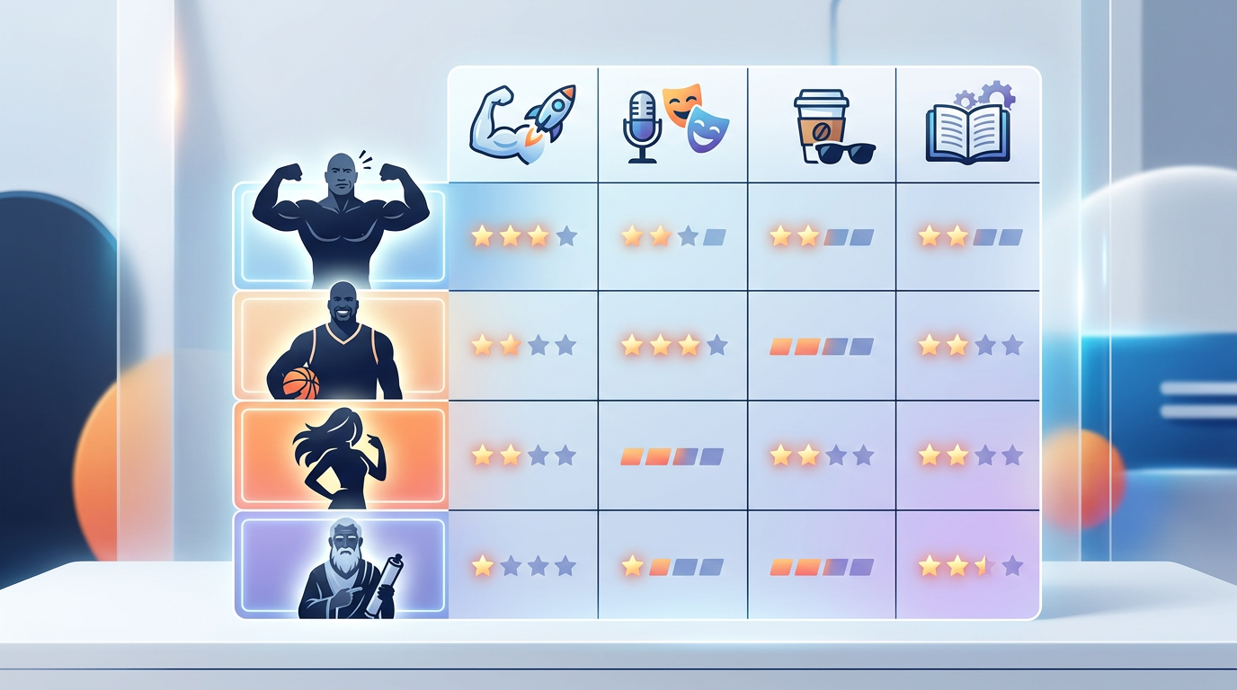 Comparison chart showing different AI persona archetypes and their best use cases.