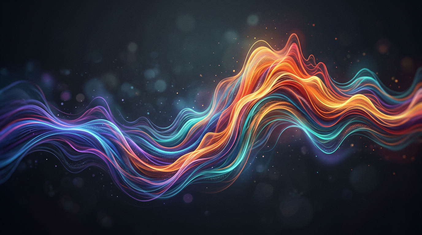 Colorful, artistic representation of a voice waveform.