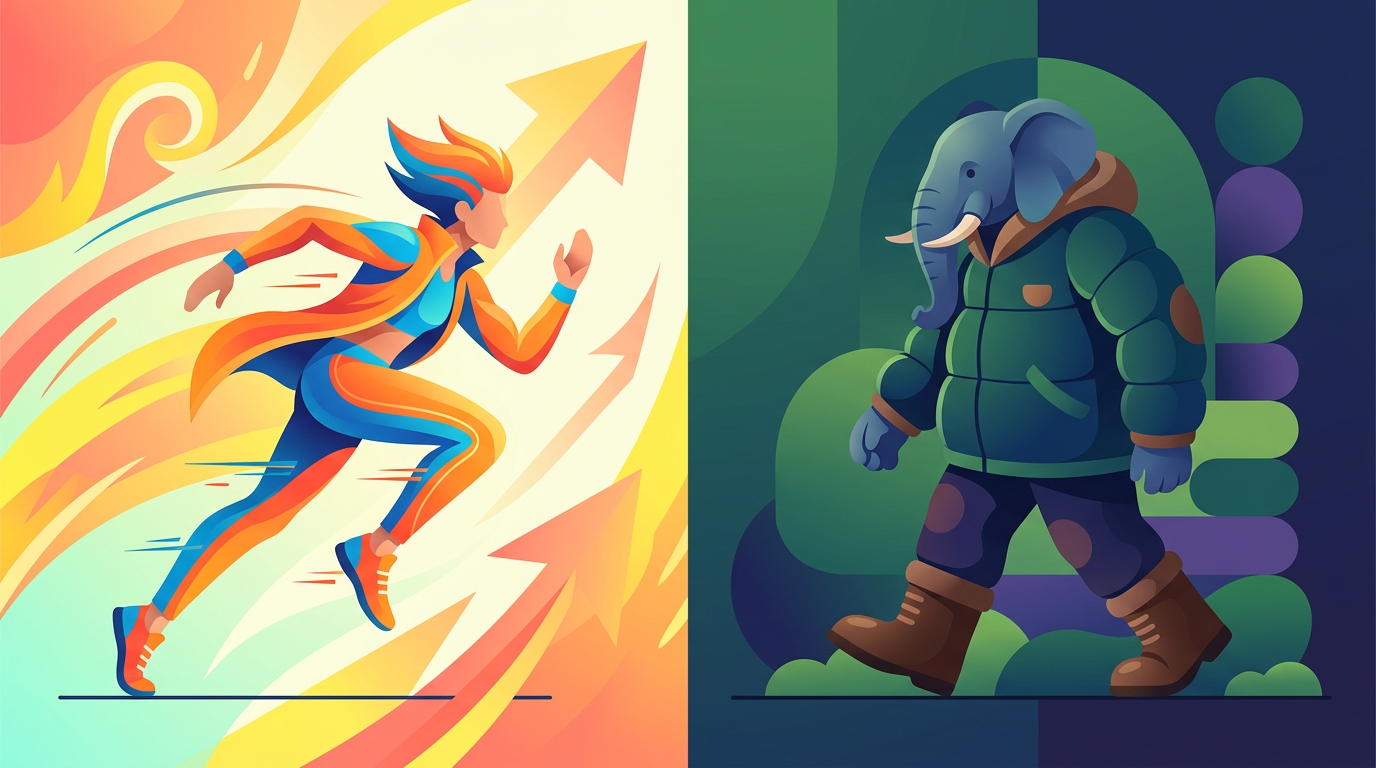 Comparison graphic showing the visual difference between high-energy performance and slow-burn horror intensity.