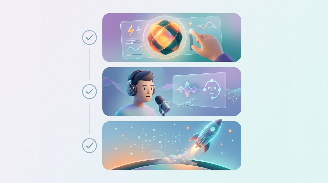 A checklist graphic for creators to build their high-energy AI content workflow.