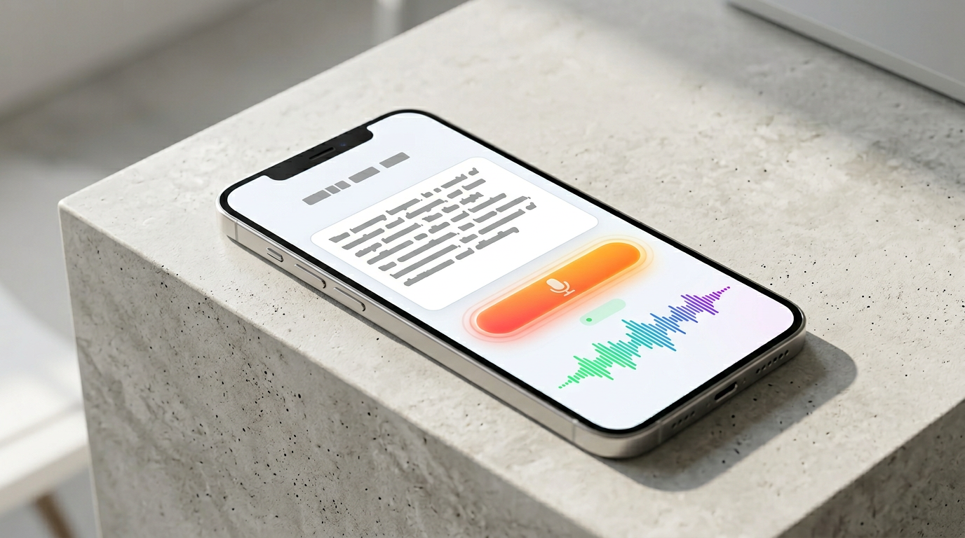 Smartphone displaying the Fanfun AI voice generator interface with an audio waveform.