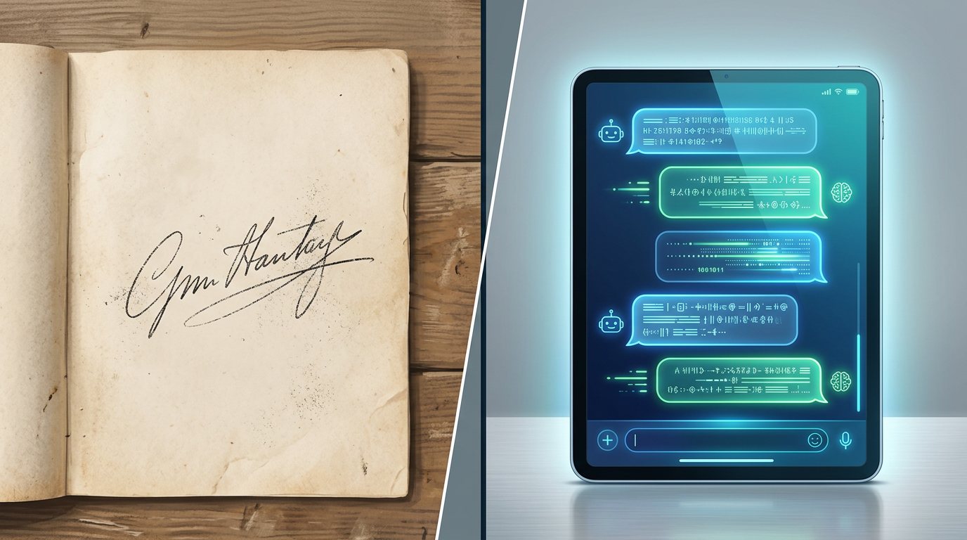Comparison between outdated celebrity fan engagement and modern interactive AI platforms.