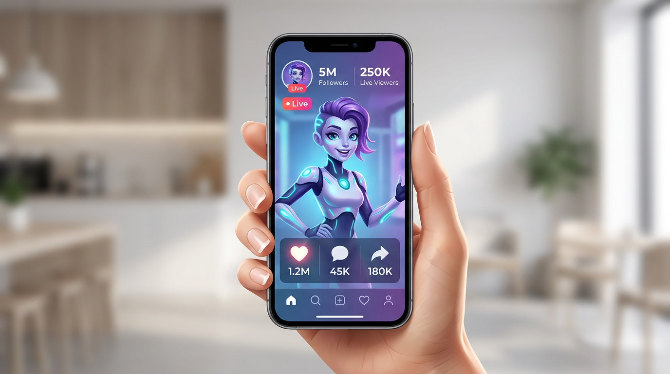 A smartphone interface showing how AI-generated content looks in a social media feed.