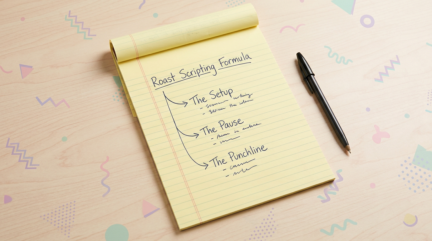 A graphic showing the comedic timing formula for a 90s sitcom joke