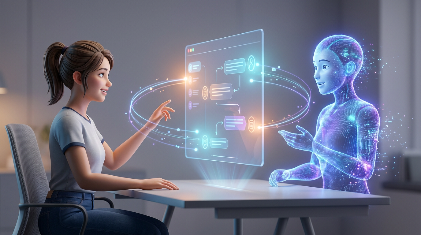 Interactive AI chat interface showing a user conversing with a digital persona.