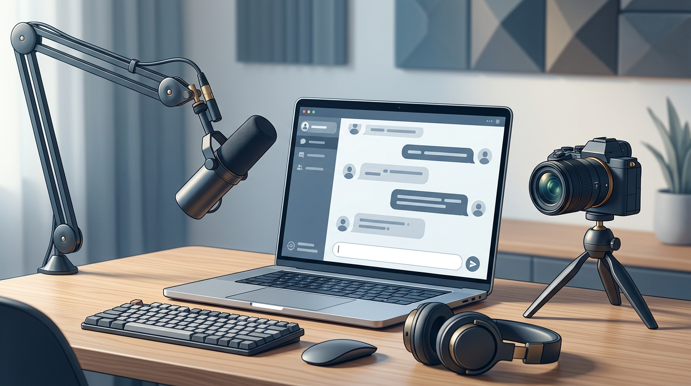A modern content creator workspace using an AI platform to generate celebrity-style content.