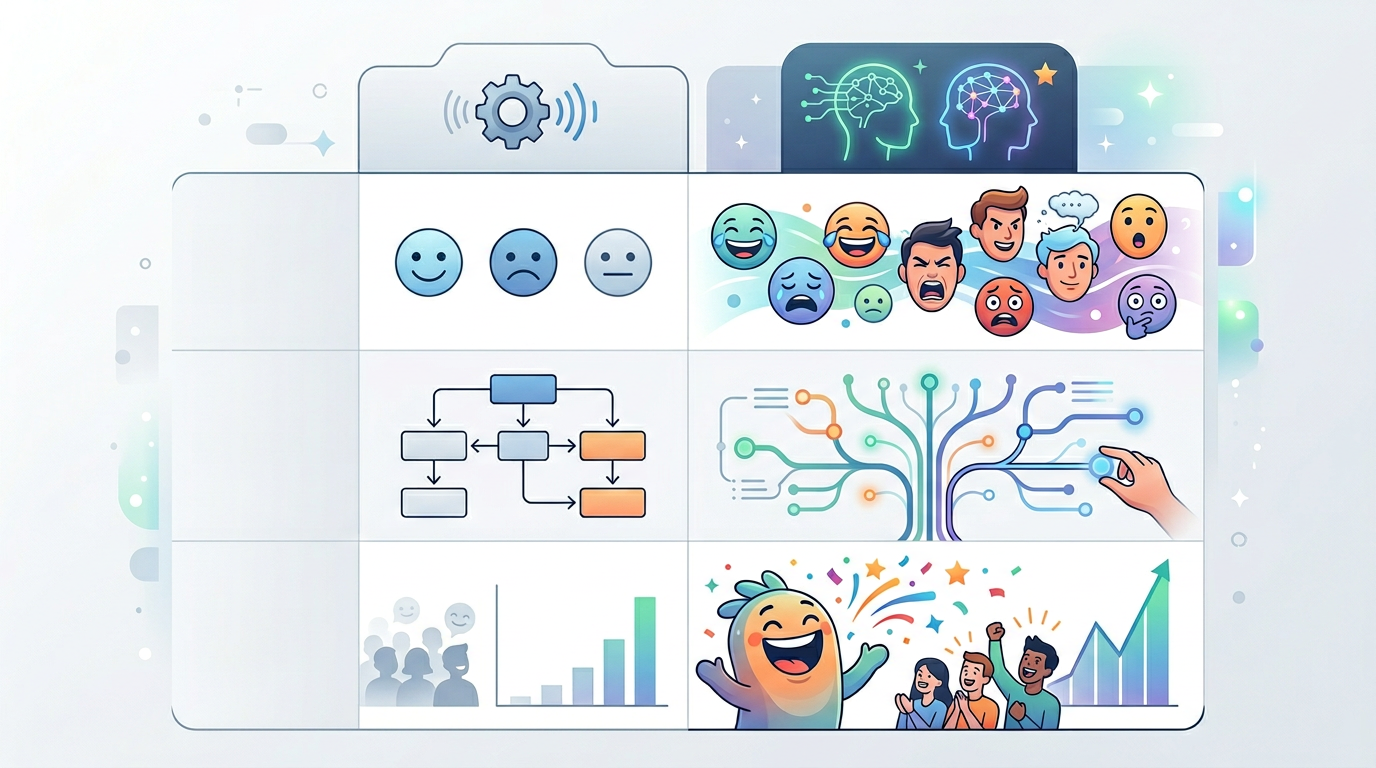 A comparison chart showing why character-driven AI is superior for comedic content creation.