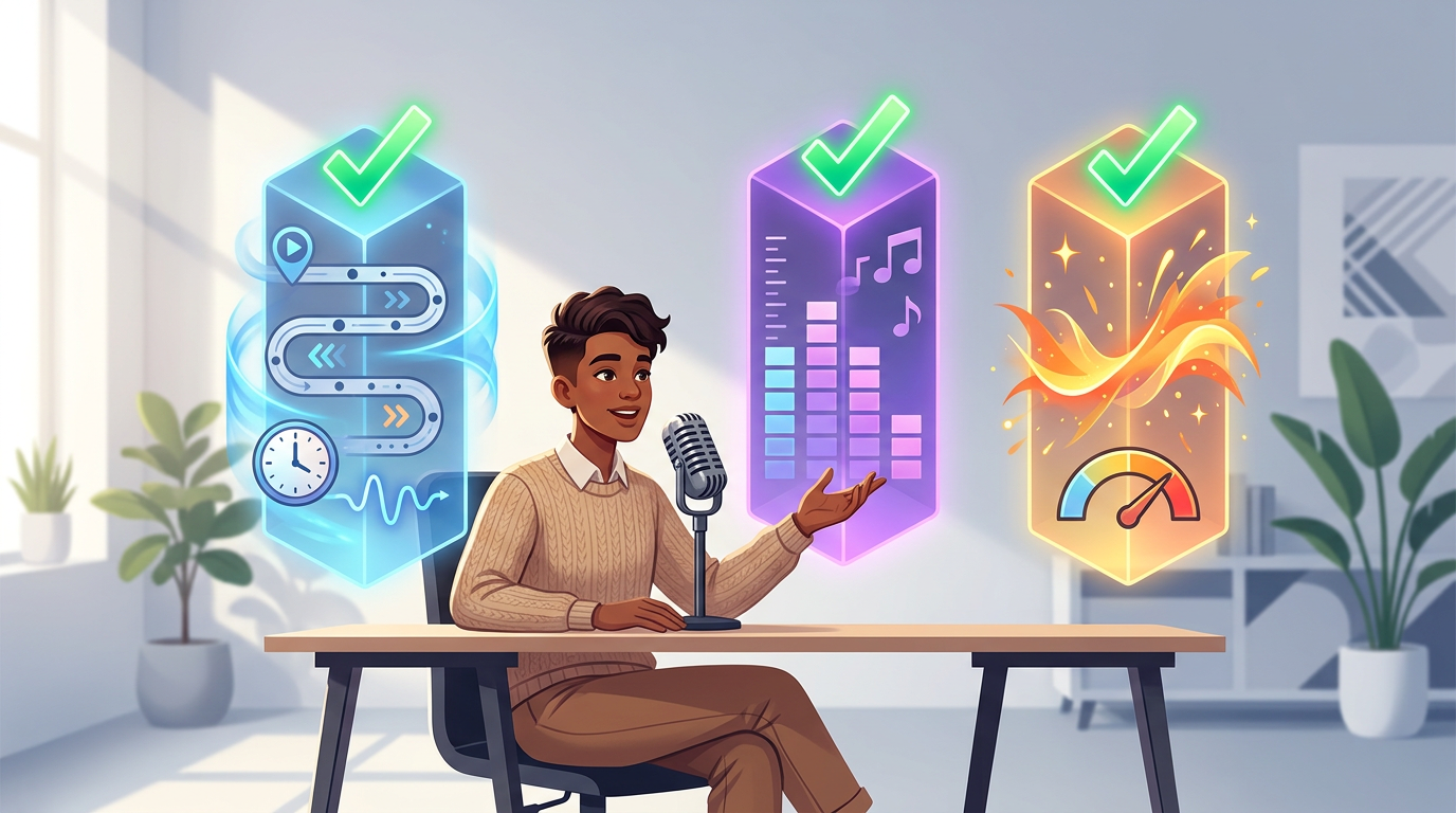 Infographic showing the key components of a professional voiceover style.