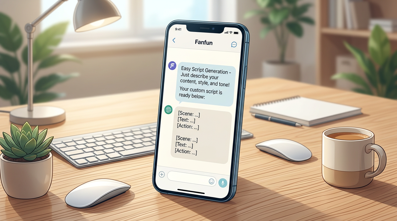 A smartphone screen displaying an interactive AI chat interface with a character.