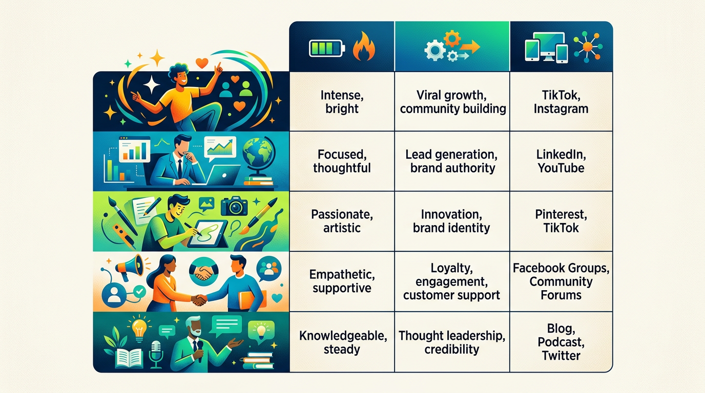 A comparison chart for selecting the right AI persona for content creation.