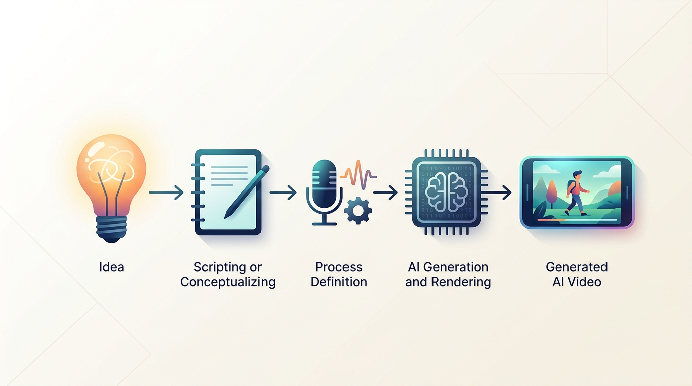 A simple 3-step workflow graphic for creating personalized AI videos.