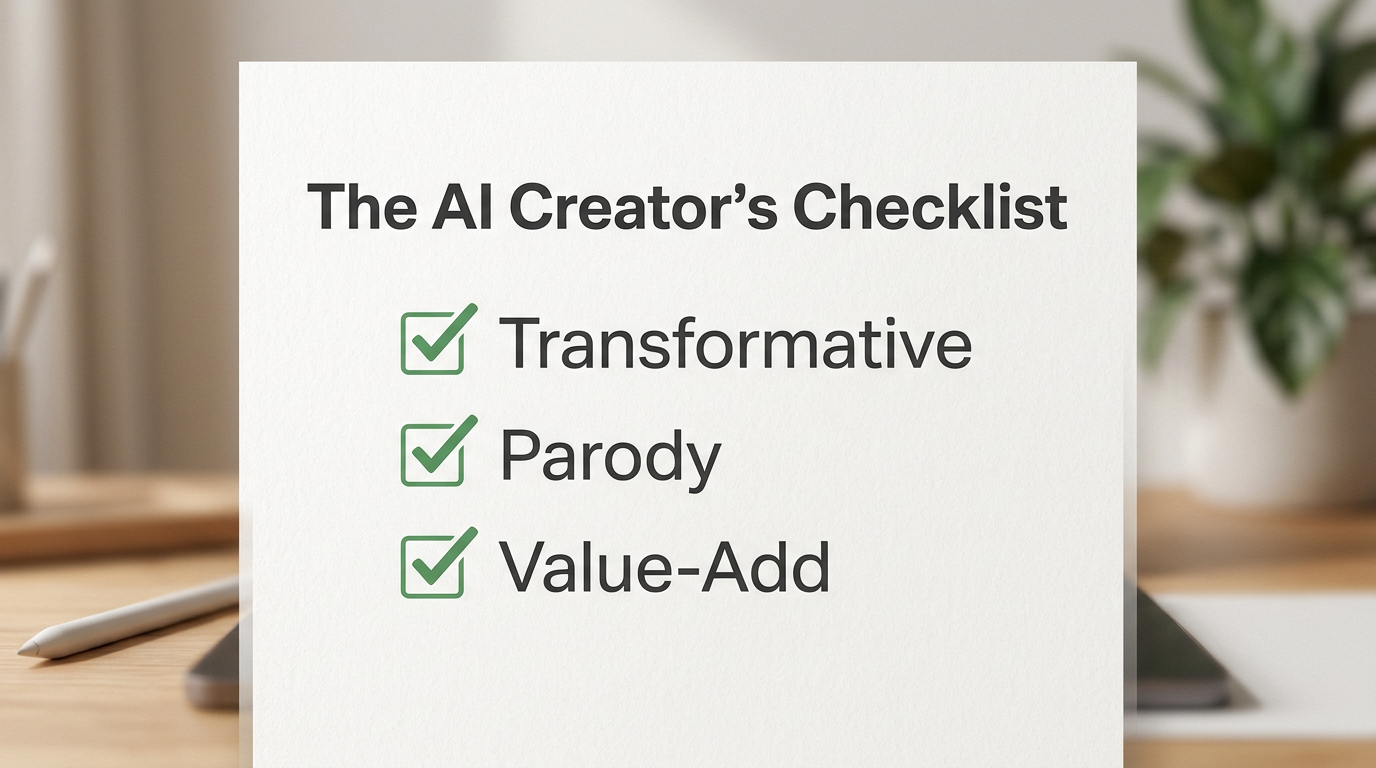 A checklist graphic for creators to evaluate their AI-generated content.