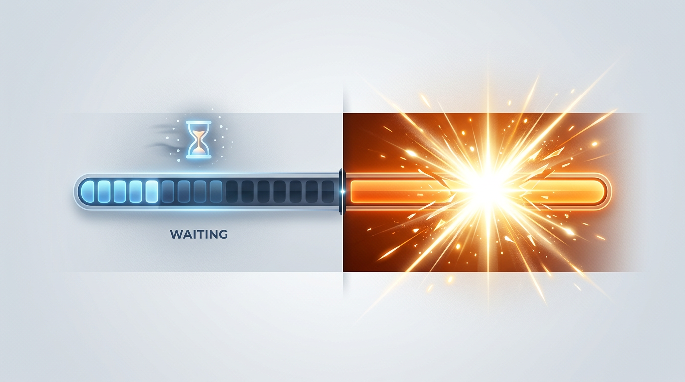 Comparison graphic showing the difference between waiting for a celebrity video and instant AI generation.