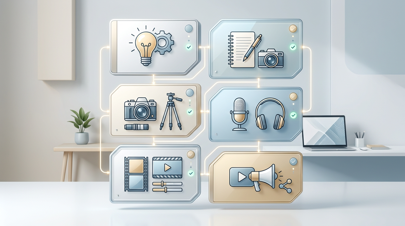 A checklist graphic for creators titled 'Character Voice Design' listing steps from identifying emotion to AI testing.