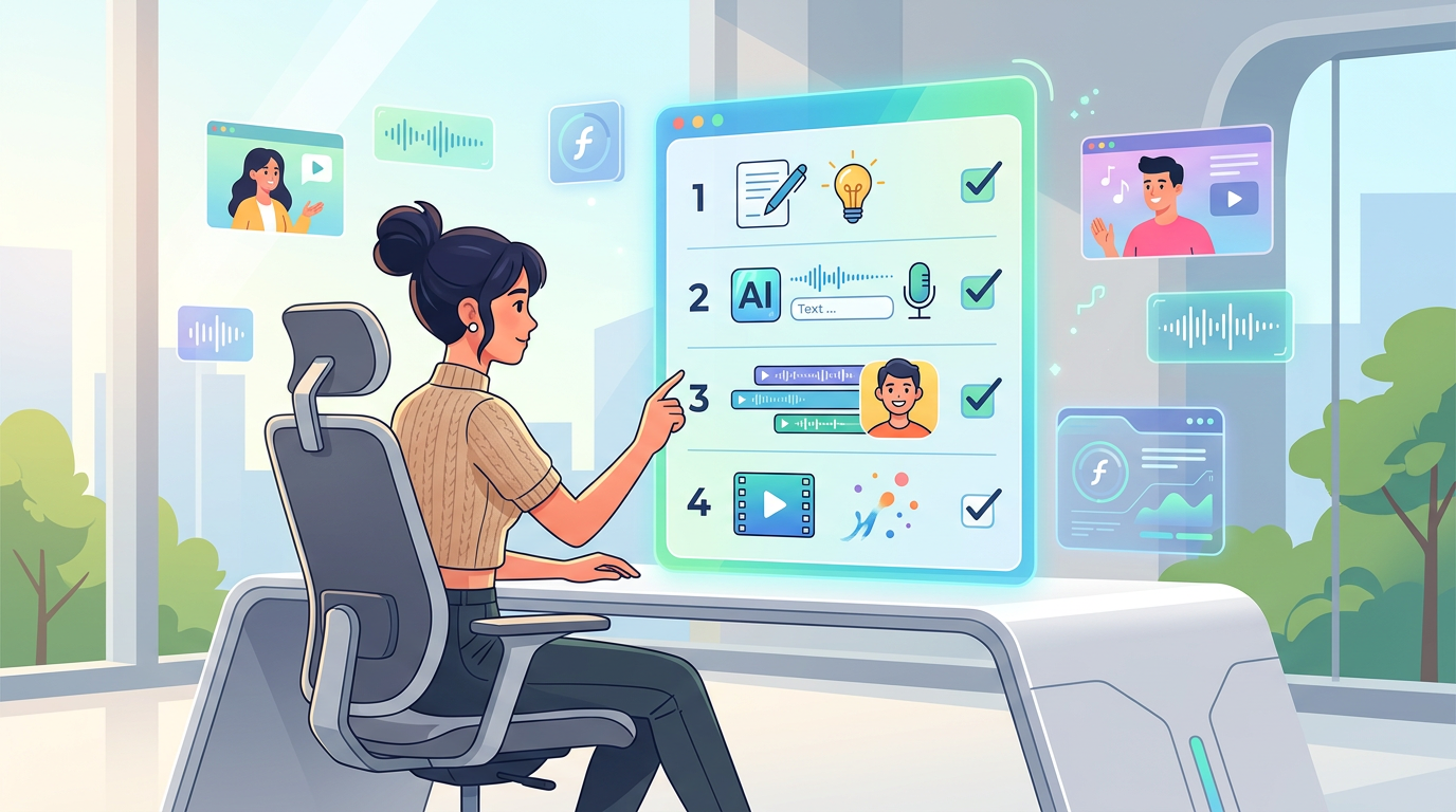 A checklist graphic for creators starting their AI voice project.