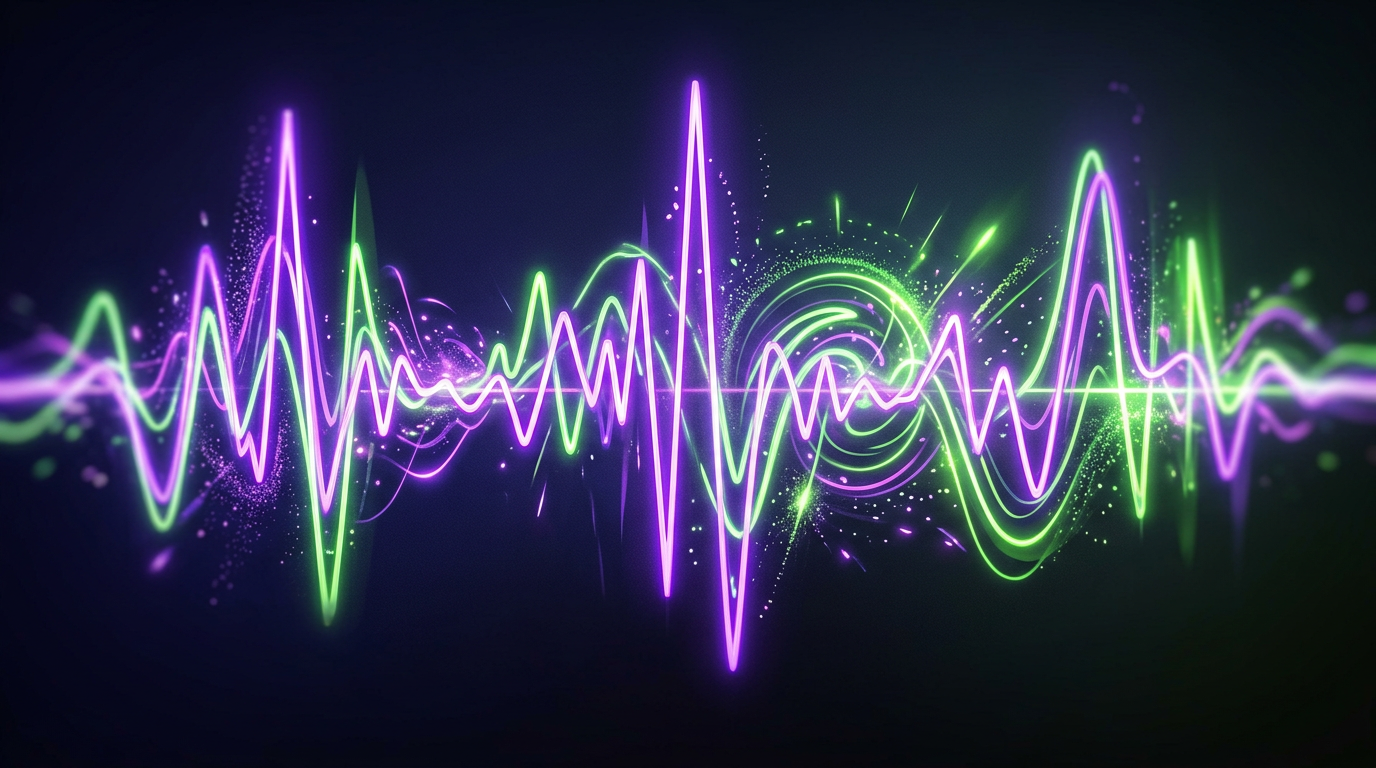 A colorful digital waveform graphic representing the high-energy vocal style of iconic movie characters.