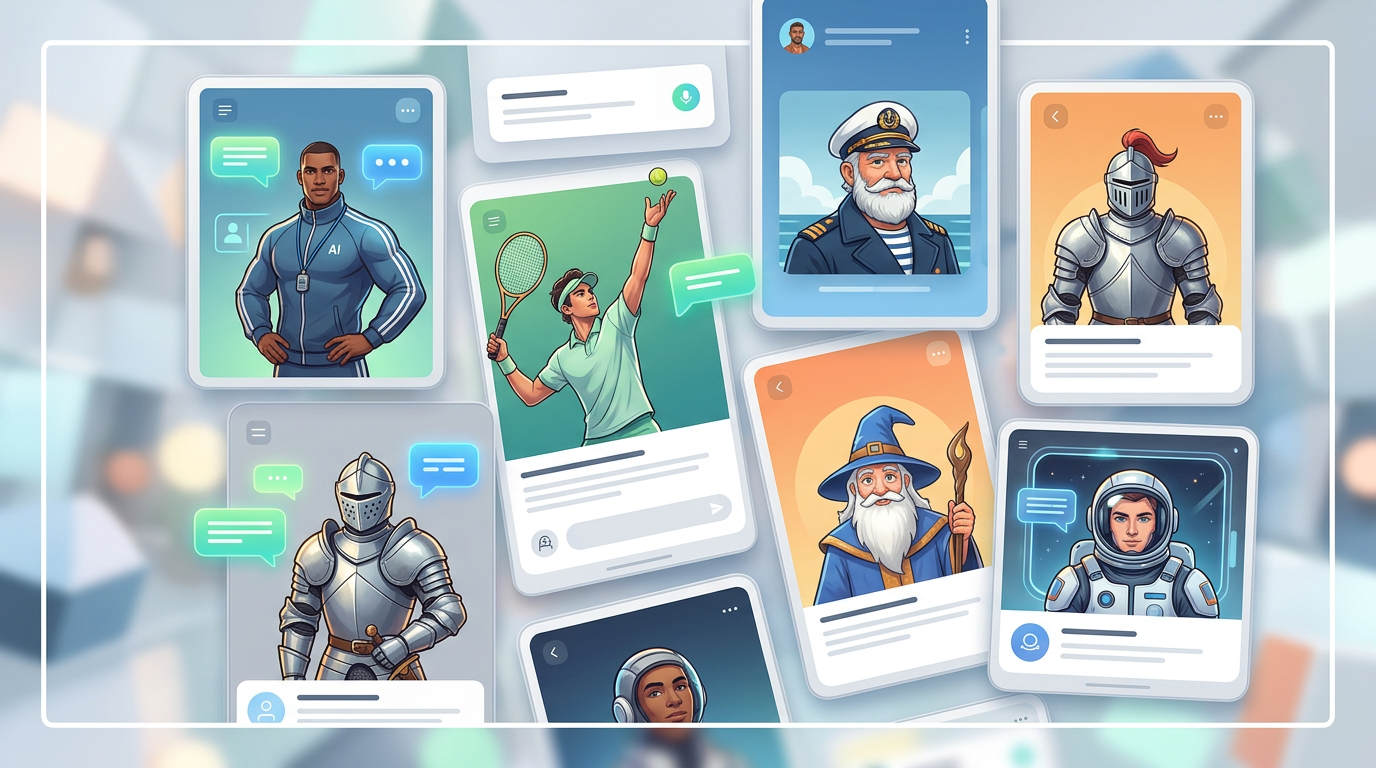 Selection of diverse AI personas available for content creation.