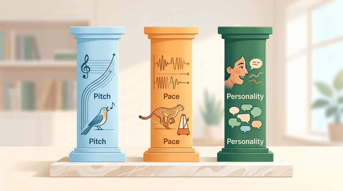 A chart illustrating the three key pillars of creating a memorable character voice.