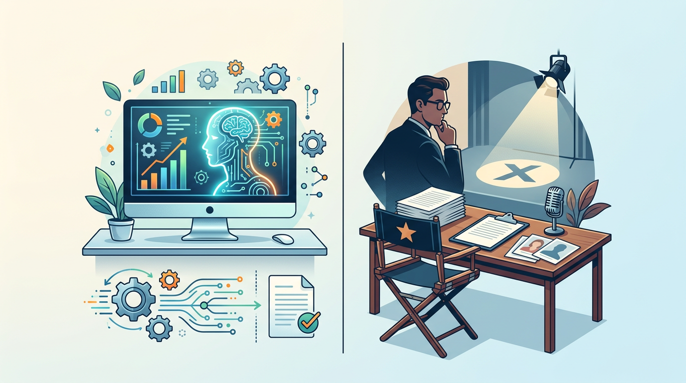 Comparison chart highlighting the benefits of AI voice tools versus traditional talent booking.