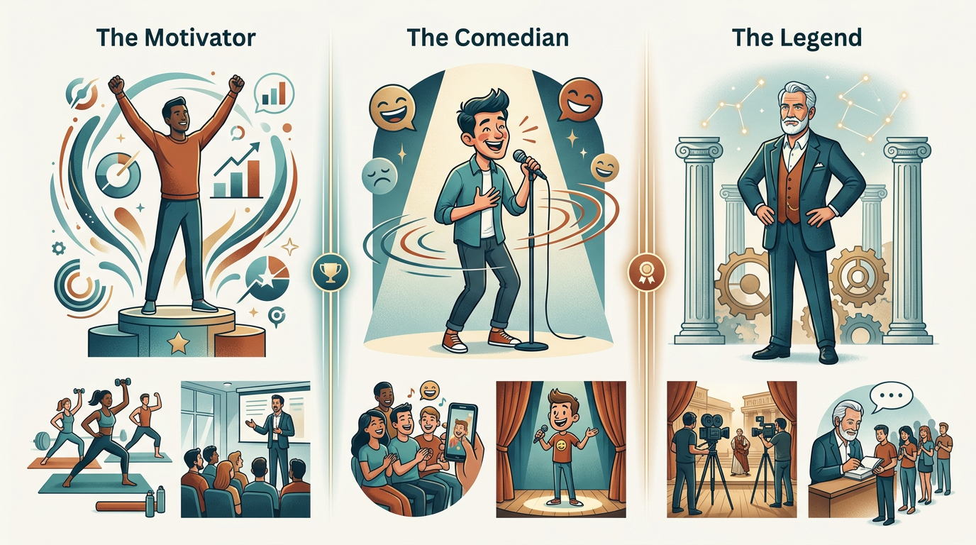 Comparison chart of different sports and entertainment archetypes for content creation.